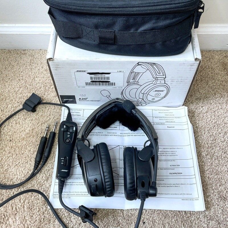 Bose A20 ANR Aviation Headset Dual GA Plug