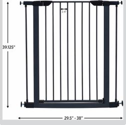 39" Steel Walk-Thru Dog Gate, Graphite