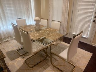 7-Piece Glass Dining Room Table Set