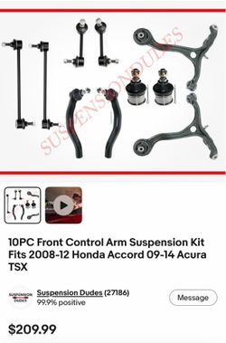 10PC Front Control Arm Suspension Kit Fits 2008-12 Honda Accord 09-14 Acura TSX