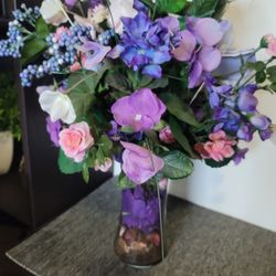 Purple  Flowers  With Clear Glass VERY Attractive 