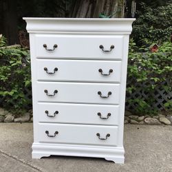 Refinished  White  5 Drawer Dresser