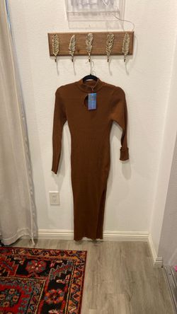 Brown sweater dress