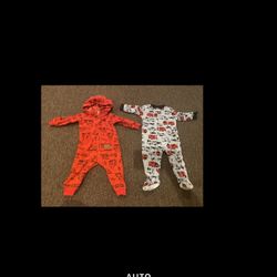 EUC Carter’s 12 mo baby infant boy pajamas footed sleepers 1 pc flannel trucks 