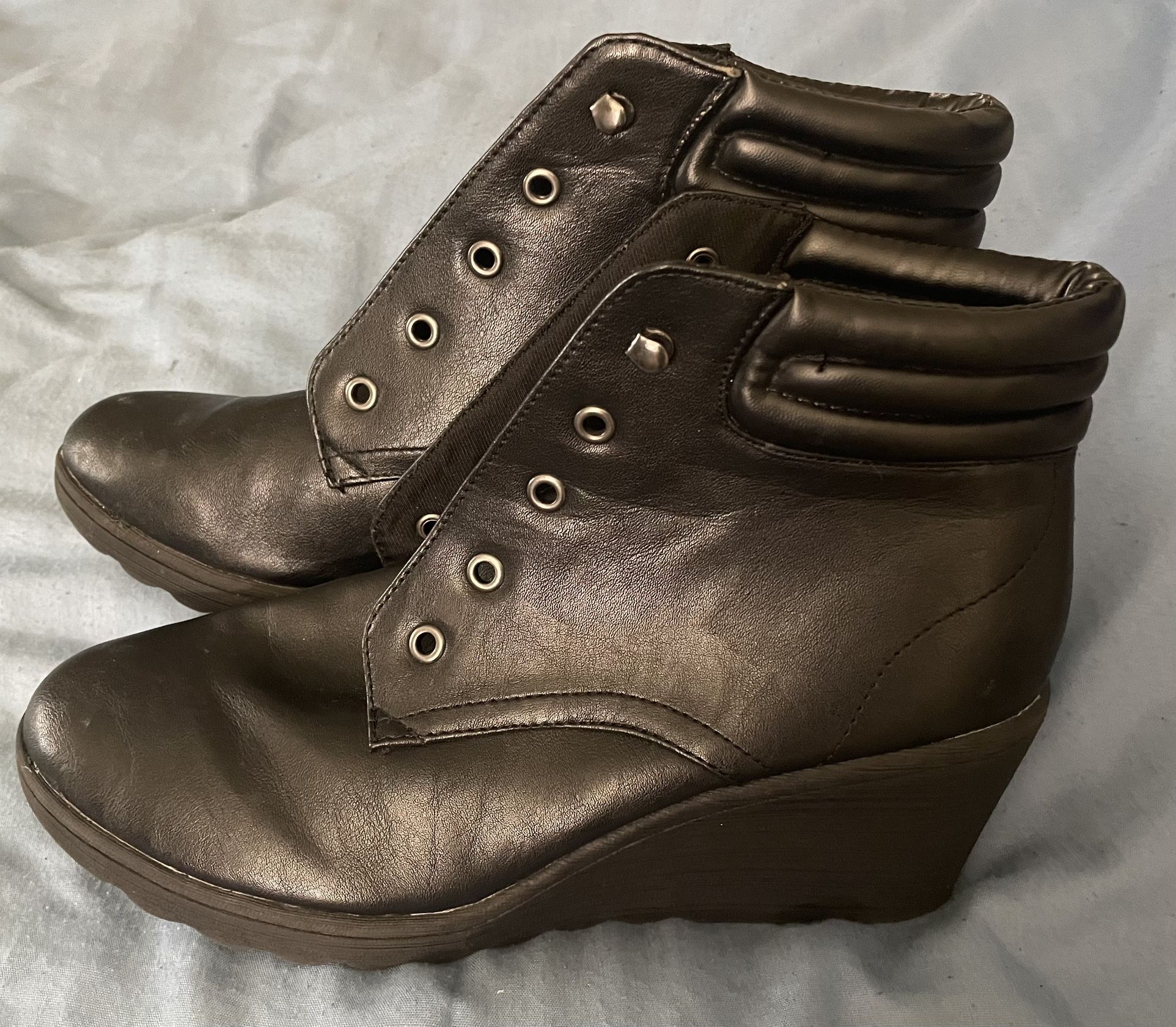 Black Wedge Booties