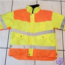 Orange Safety Coat, Reflective Waterproof. XL Work Jacket. Christmas Gift.
