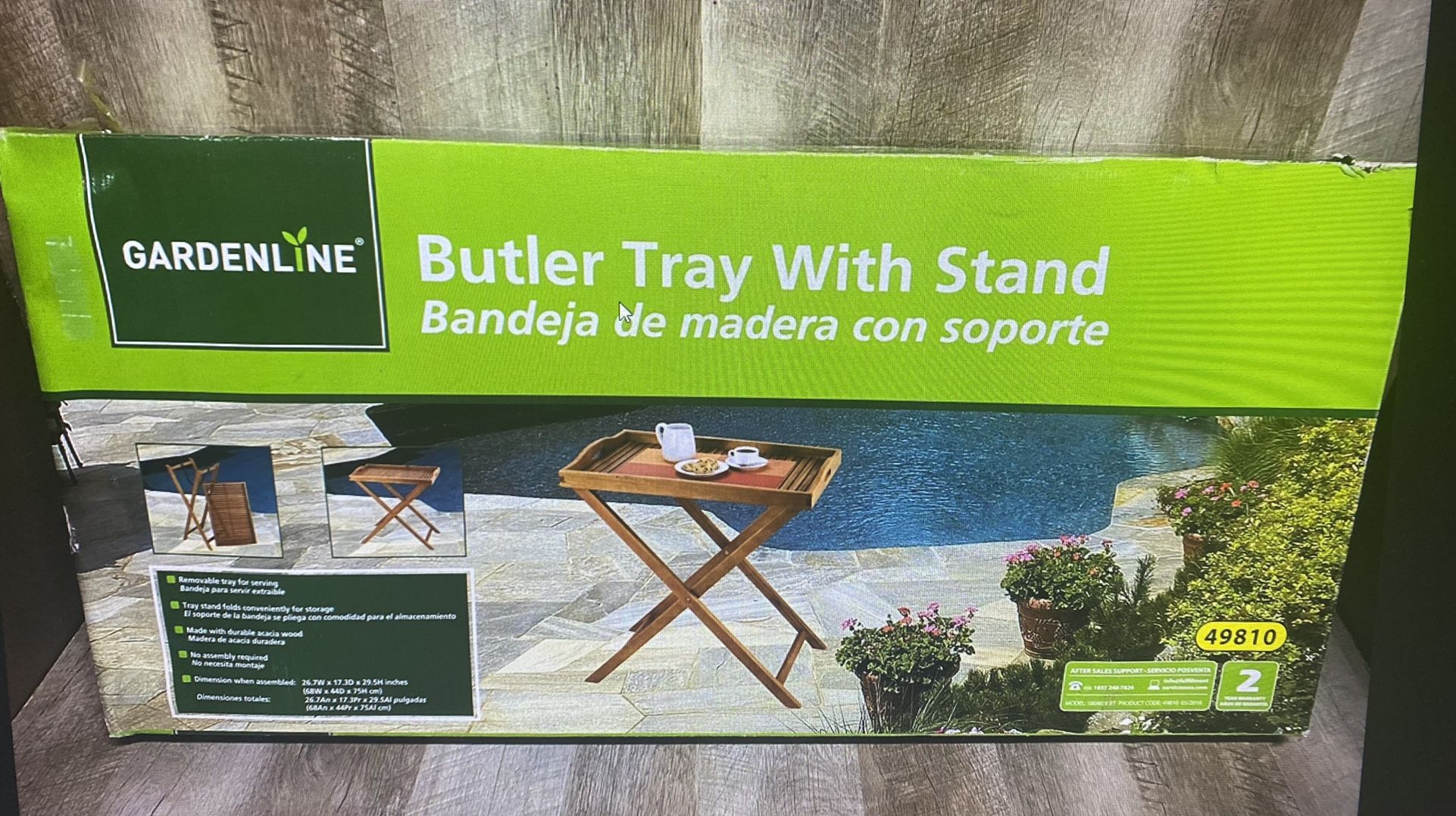 Gardenline, Butler Tray With Stand, Acacia Wood