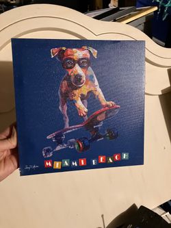 Art oil  dog skateboard Miami