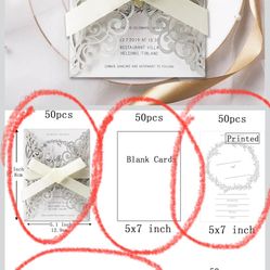 5x7 Blank Invitations Some Silver Glitter Sleeves And Envelopes 