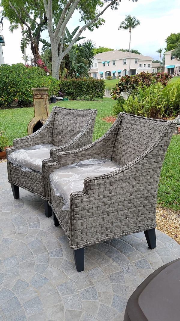 Brand New New All Weather Wicker Outdoor Patio Chairs With Cushions Set Of 2 For Sale In Boca Raton Fl Offerup