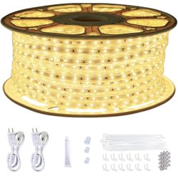 150ft Flat Outdoor Rope Lights Waterproof: 110V Cool Warm White LED Strip Light - Cuttable Connectable Lights for Deck Patio Stairs Backyards Commerci