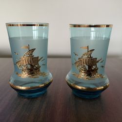 Vintage Shot Glasses Ship Design 