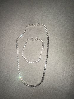 Vintage Wiesner Crystal Tennis Necklace and Bracelet Set