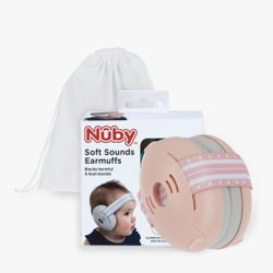 Nuby Soft Sounds Noise-Canceling Earmuffs with Travel Case New In Box-Pink