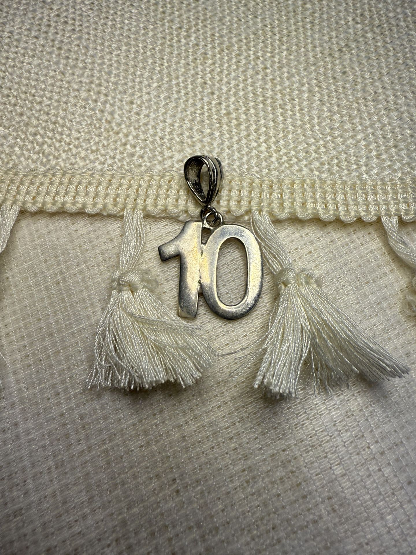 925 Sterling Silver “10” Pendant – Milestone Birthday or Jersey Number Charm