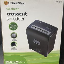 NEW OfficeMax 10-Sheet Crosscut Shredder. Paper Shredder