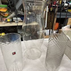 Vintage Glass Hurricane Lamp Chimney/Set Of 3/1950’s