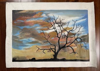 Vintage Art Print By Alex Witte Sunset Landscape on Canvas 16" x 22"