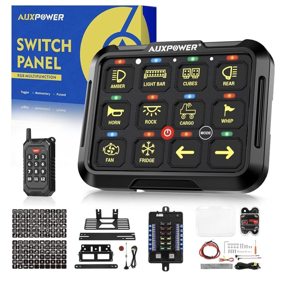 Auxpower 12 Gang Switch Panel B412 RGB Switch Panel For Car