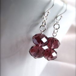 Handmade Mauve Crystal Sterling Silver Earrings