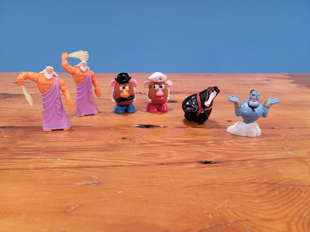 Vintage Disney McDonalds Toys ~ Mr & Mrs Potato Head, Zeus, Khan, & Genie
