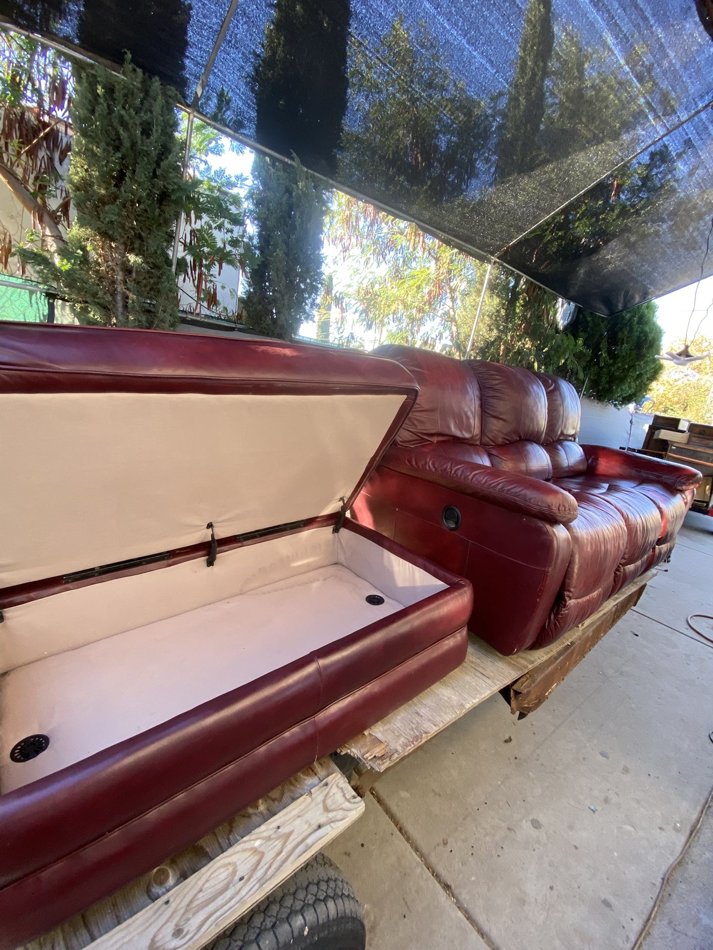 Recliner three seat sofa With Ottoman Take As Is 