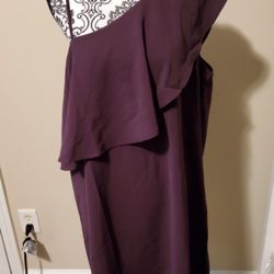 Perfectly Priscilla Eggplant One Shoulder Dress Size 2XL