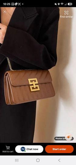 Brown Quilted Chain Shoulder Bag