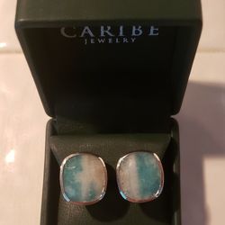 Emerald Silver Post Latch Earrings From Colombia Never Worn READ BELOW 