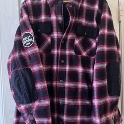 Harley Davidson plaid heavy duty jacket XXL. Zipper and snap. Has pocket inside back. Zipper pockets. Good quality