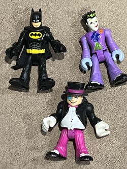 Imaginext Batman & Joker & Penguin Action Figures Lot of 3
