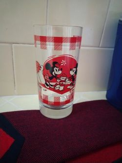 Disney Glass Tumbler Vintage Mickey Mouse And Mimmy Mouse