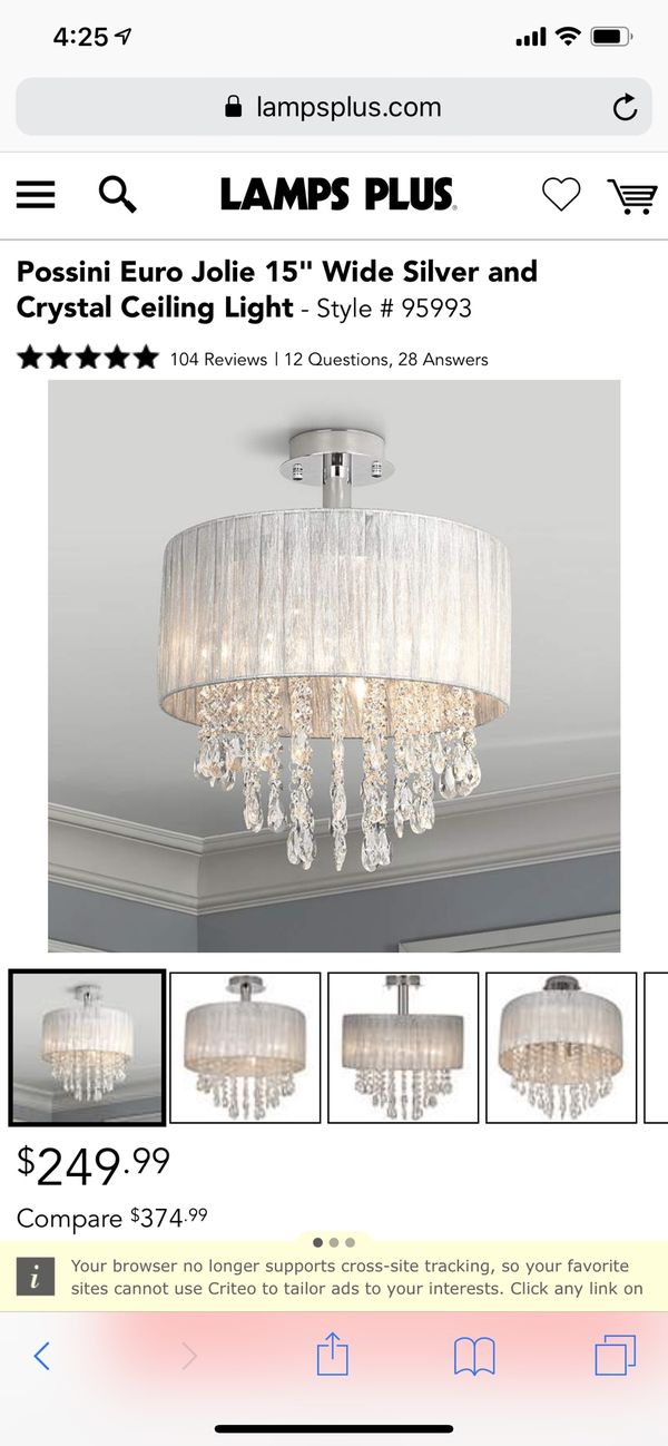 Silver Fabric And Crystal Ceiling Light Chandelier For In Seattle Wa Offerup
