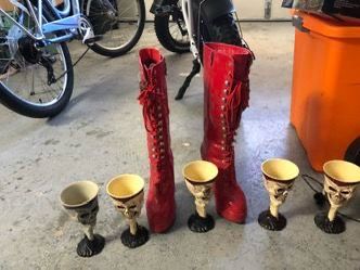 Halloween Red Platform Boots Size 8