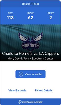 X2 NBA Basketball Game Tickets Hornet vs Clippers Thumbnail