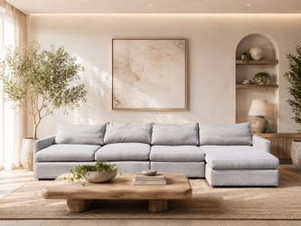 Crate & Barrel Lounge Deep Feathered Down Sectional Sofa Couch (Like New)