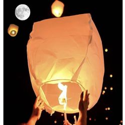 20 Pack Chinese Lanterns to Release in Memorial, Paper Lanterns Decorations for Wedding Parties, Birthdays in Heaven, Funeral Supplies, Festival Celeb