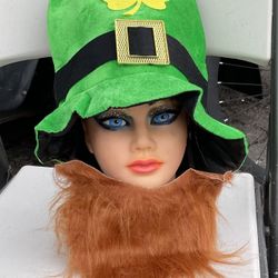 New Saint Patty’s Day Leprechaun Hat W/beard