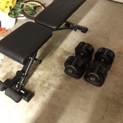 Adjustable Dumbbells and Weight Bench