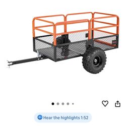 VEVOR ATV UTV Trailer Tow Behind Dump Cart, 1500lbs 15 Cubic Feet, Heavy Duty Yard Garden Trailer Pull Behind Dump Trailer for Lawn Mower Tractor