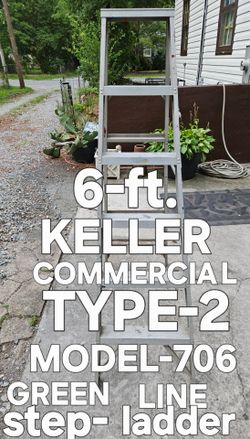 KELLER ALUMINUM  COMMERCIAL TYPE-2 MODEL#706 GREEN LINE(step ladder)