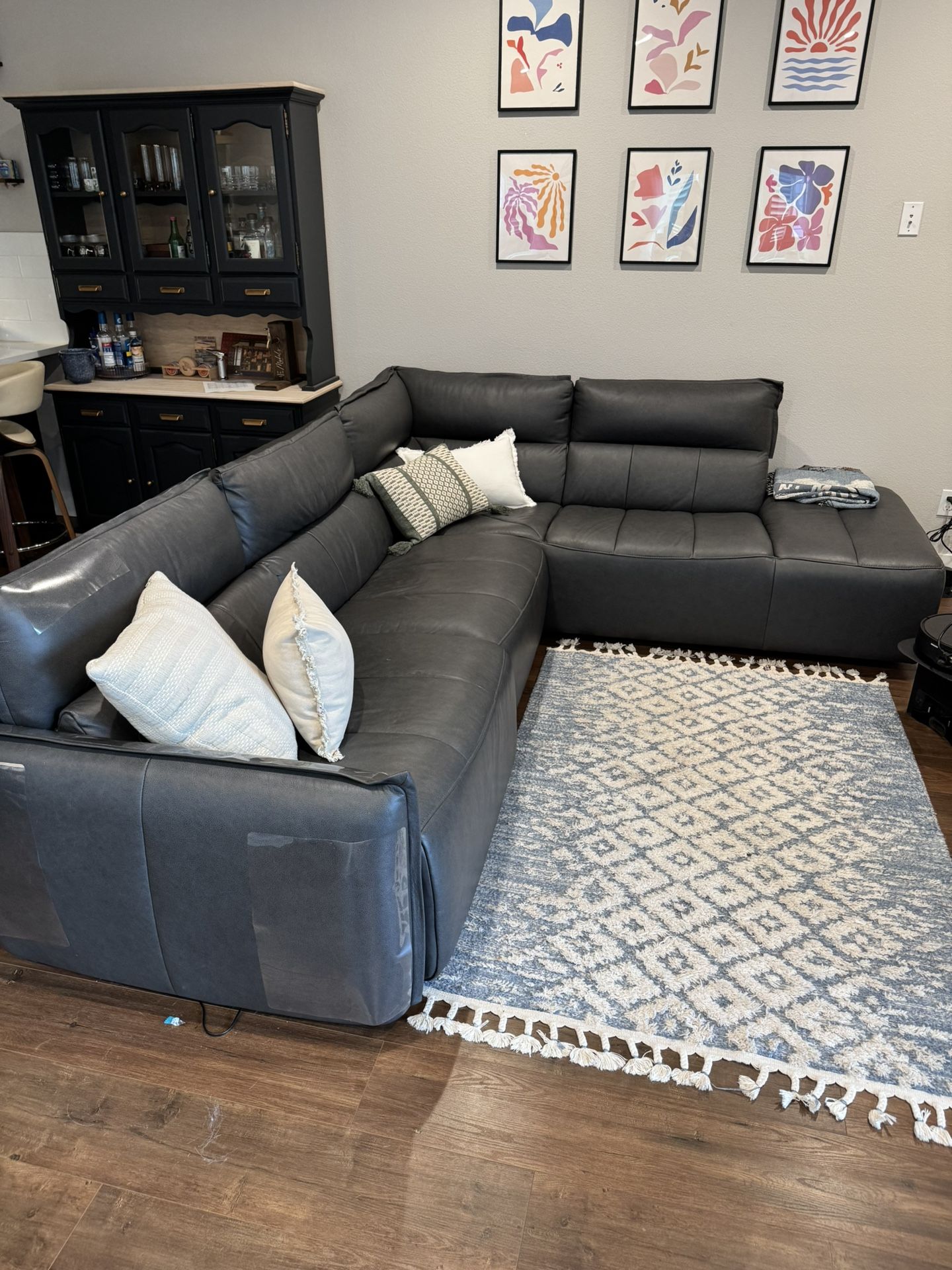 Dania Leather Power Reclining Sectional