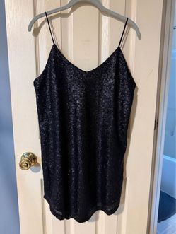 Slinky black sequin dress