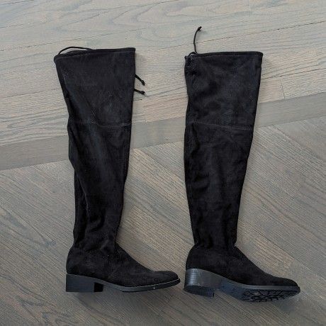 Unisa Women's Over the Knee Boots, Drawstring Tie, Suede, Black,