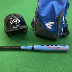 Baseball Bat, Bag & Helmet