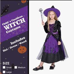 Witch Costume Set with Hat &
Wand
