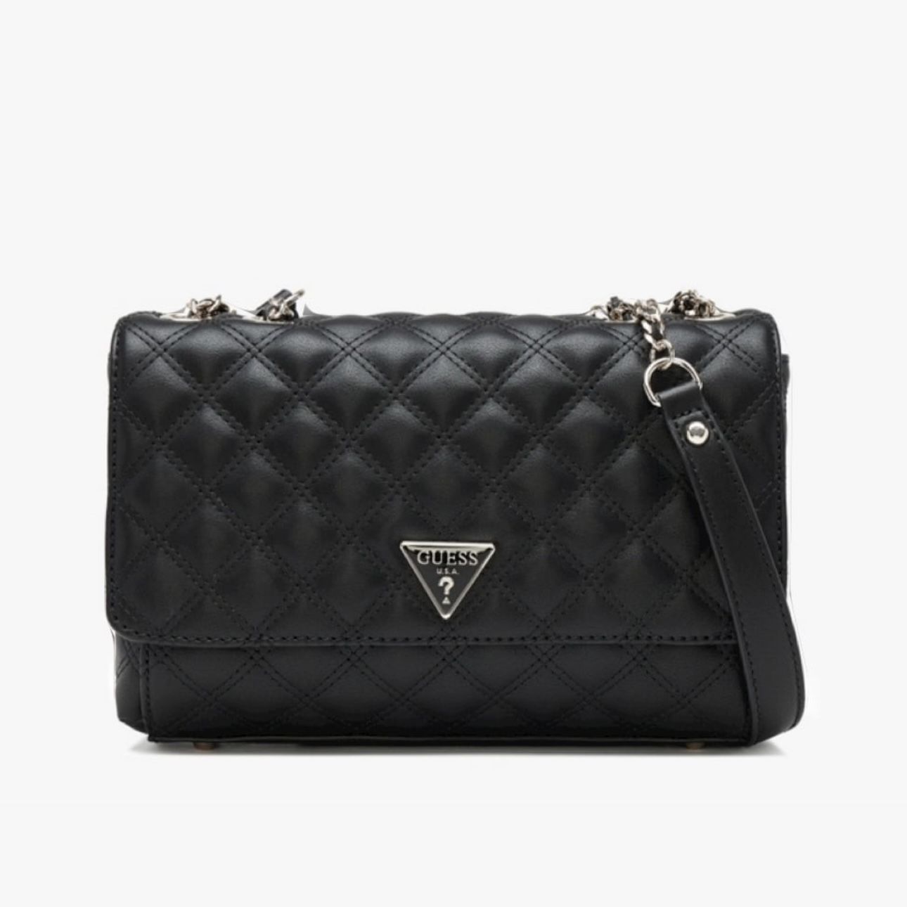 New GUESS Cessily Convertible BlackQuilted Cross-Body Without Tags