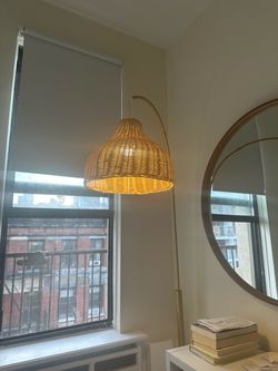 Arc Floor Lamp with Rattan Shade