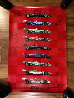 2001 Honda CART Driver Lineup Autographed Poster