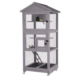 Aivituvin-AIR42 Wooden Large Bird Cage on Wheels